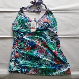 Tropical Halter Tankini Top